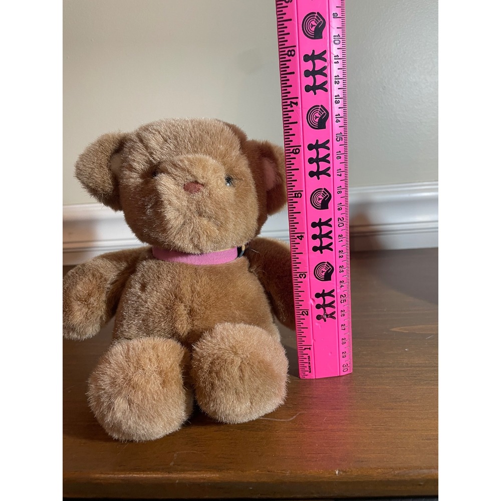 Vintage 1985 GUND Brown Teddy Bear Plush Stuffed Animal with Pink Ribbon - Picture 5 of 6